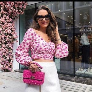 Zara Floral Ruched Top